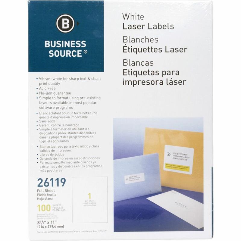 Image LABEL LSR 8.5x11 WHITE (100)