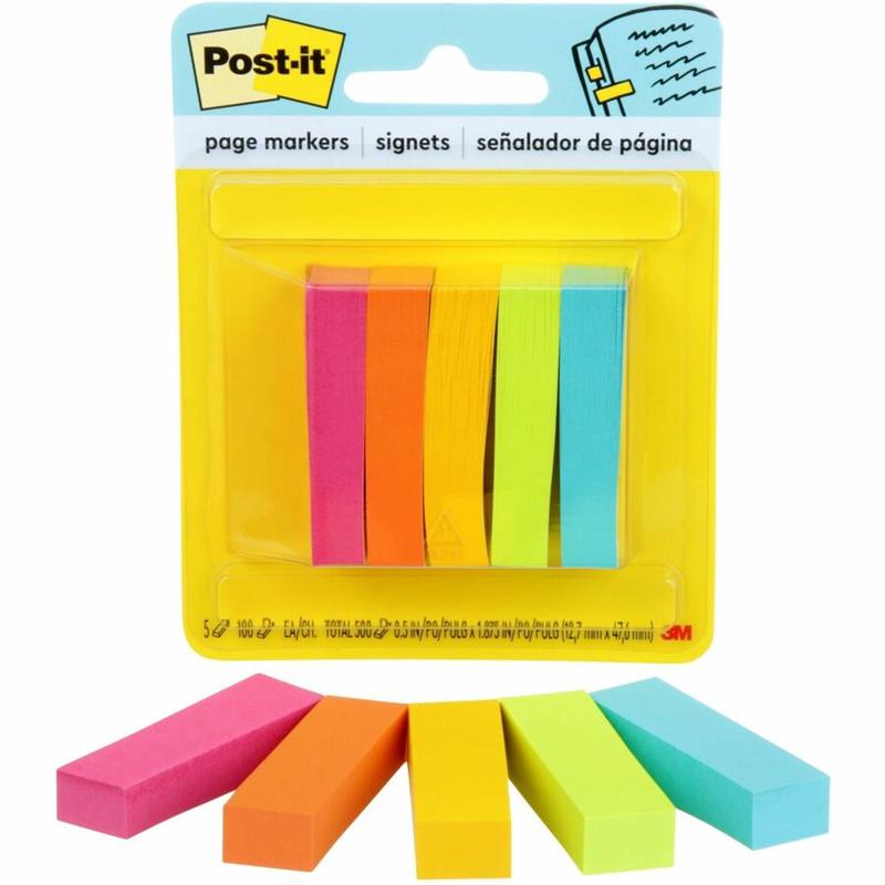 Image POST-IT 1/2X2" ASS.COL.CARD (5)