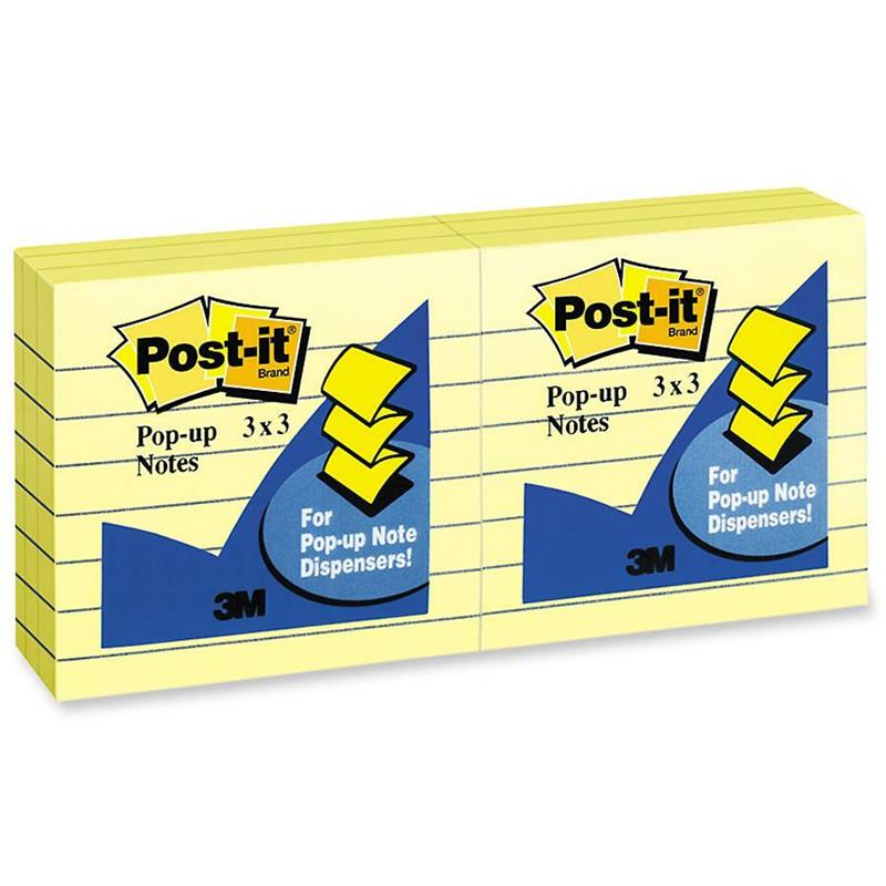Image POST-IT YELLOW RULED POP-UP NOTE PAD 3X3 (6)