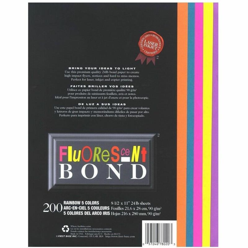 Image BOND 5FLUO. COL.PAP.8.5 x 11'' (200)