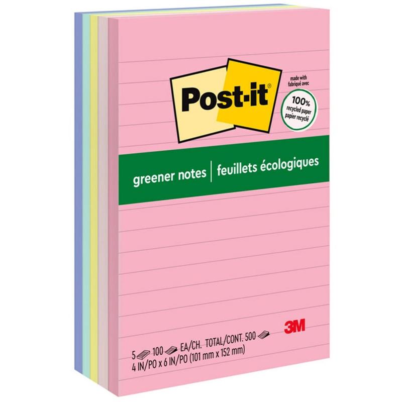Image POST-IT 4X6 SWEET SPRINK. RECY.RUL.N-PAD (5)