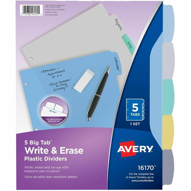 Image Big Tab™ Write & Erase Plastic Dividers