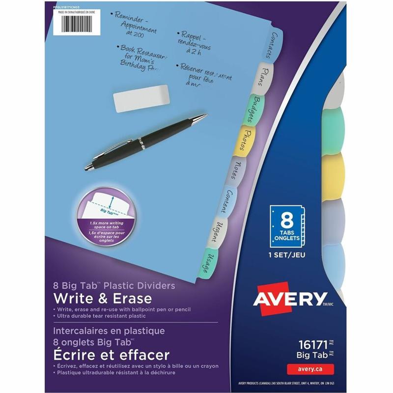 Image Big Tab™ Write & Erase Plastic Dividers