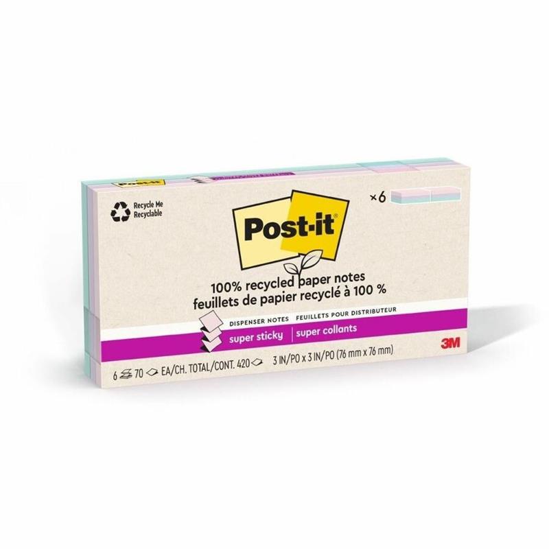 Image POST-IT RECY.POP-UP 3X3 PASTEL @6