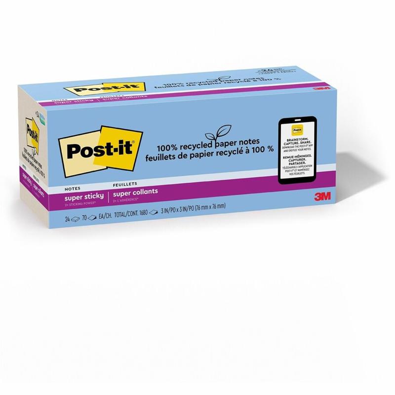 Image POST-IT RECY.3X3 OASIS @24
